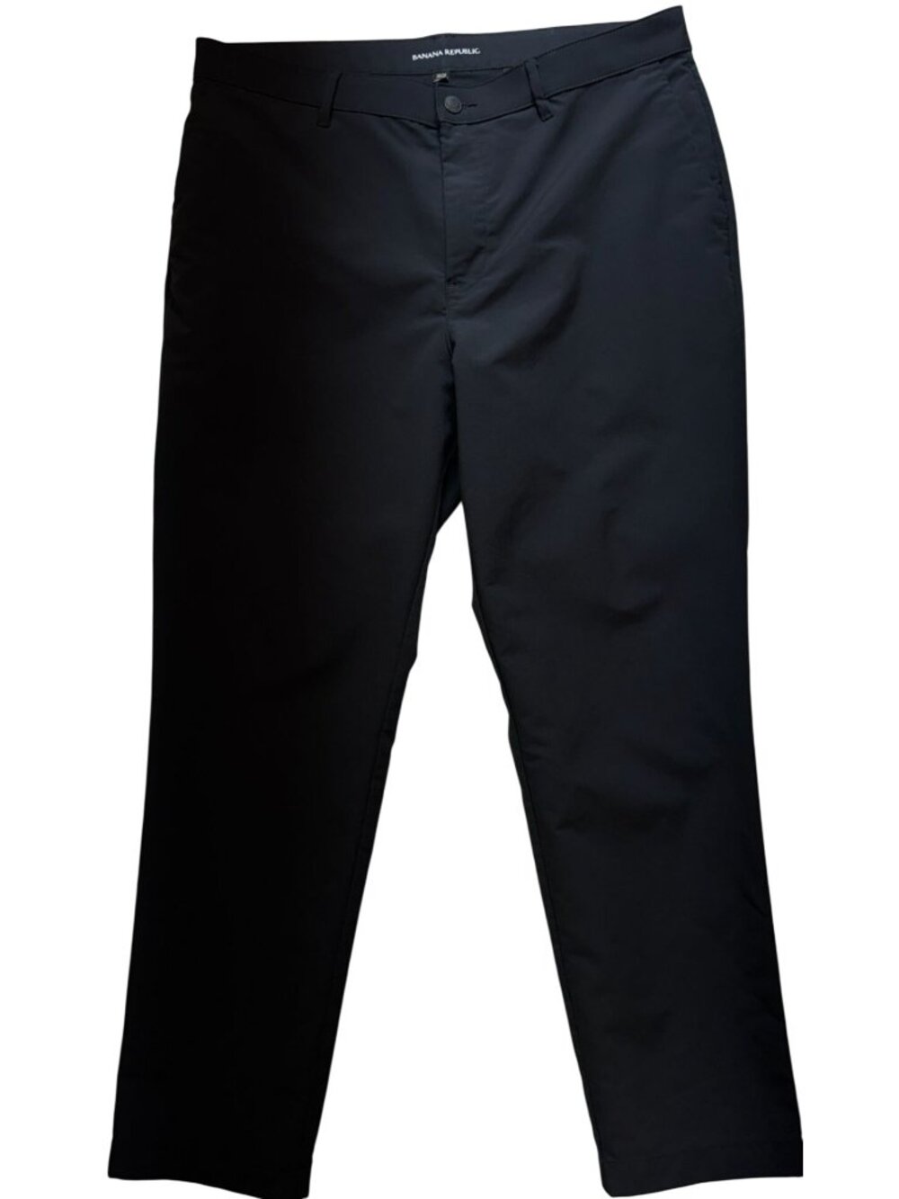 Banana Republic Men's Chino Pants Flat Front Size 38x30 Black Solid Zip Pockets